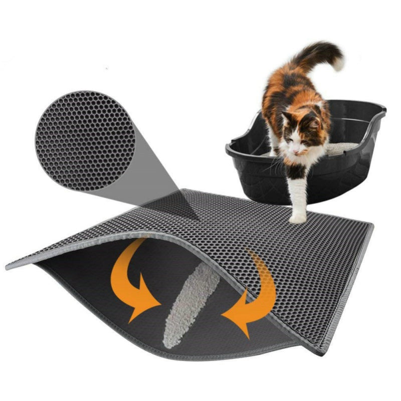 The Trap & Track Litter Mat – Honeycomb Design Cat Litter Trapper with Waterproof Base