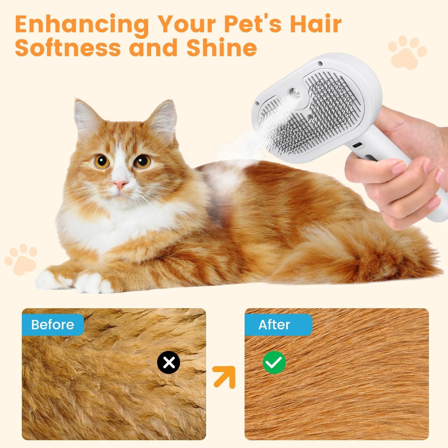 The Hydra-Groomer – 3-in-1 Mist Spray Brush for Deshedding Cats & Dogs